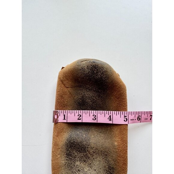 Vintage Handmade Warm Brown Beaded Suede Leather Slippers Moccasins - Picture 14 of 15